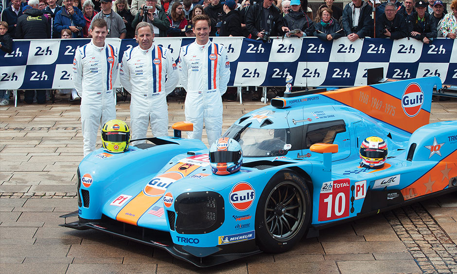 Ben Hanley with Gulf Le Mans car